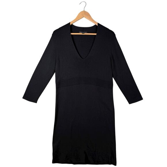 Banana Republic Black V-Neck Stretch Knit Dress | Silk Cotton Blend Bodycon | L - Picture 10 of 11